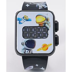 Babyhug Digital Watch With Space Theme Free Size - Black