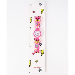 Babyhug Analog Watch with Floral & Butterfly Design - Fuchsia
