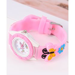 Babyhug Analog Watch with Floral & Butterfly Design - Pink