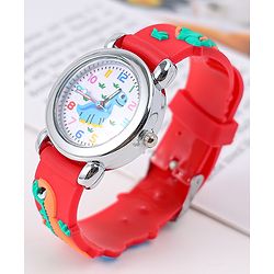 Babyhug Analog Watch with Dino Design - Red