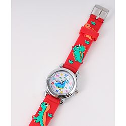 Babyhug Analog Watch with Dino Design - Red