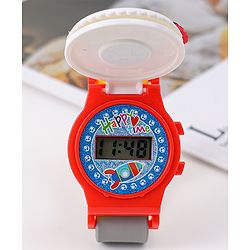 Babyhug Free Size Digital Watch With Monster Truck Applique - Red & Grey