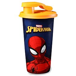 Babyhug Marvel Spiderman Stainless Steel Flip Flop Sipper 300 ml - Yellow| Spill Proof| Indoor and Outdoor| School Sipper| Hot & Cold Beverages