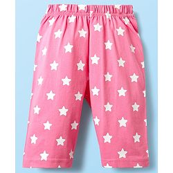 Babyhug Cotton Knit Frill Sleeves Capri Night Suit With Unicorn Print - Lavender & Dark Pink