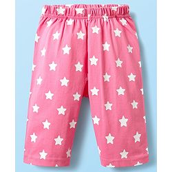 Babyhug Cotton Knit Frill Sleeves Capri Night Suit With Unicorn Print - Lavender & Dark Pink