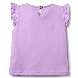 Babyhug Cotton Knit Frill Sleeves Capri Night Suit With Cup Cakes Print - Lavender