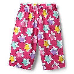 Babyhug Cotton Knit Cap Sleeves Capri Night Suit With Stars Print - Pink