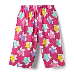 Babyhug Cotton Knit Cap Sleeves Capri Night Suit With Stars Print - Pink
