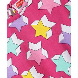 Babyhug Cotton Knit Cap Sleeves Capri Night Suit With Stars Print - Pink