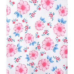 Babyhug Cotton Knit Full Length Co-ords Night Suit With Floral Print - White & Pink
