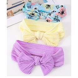 Babyhug Headbands with Bow Applique & Floral Print Pack of 3 Free Size - Multicolor
