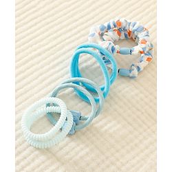 Babyhug Rubber Bands & Scrunchies Sets with Floral Applique - Light Blue