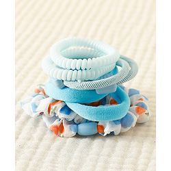 Babyhug Rubber Bands & Scrunchies Sets with Floral Applique - Light Blue