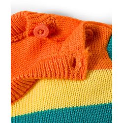 Babyhug Knit Full Sleeves Sweater Set With Stripes - Multicolour