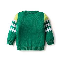 Babyhug Knitted Full Sleeves Sweater Set With Chevron Design - Green
