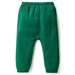 Babyhug Knitted Full Sleeves Sweater Set With Chevron Design - Green