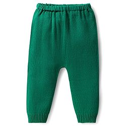 Babyhug Knitted Full Sleeves Sweater Set With Chevron Design - Green