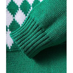 Babyhug Knitted Full Sleeves Sweater Set With Chevron Design - Green