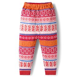 Babyhug Knitted Full Length Leaf Designed Woollen Pant - Rust Orange