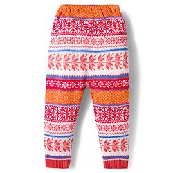 Babyhug Knitted Full Length Leaf Designed Woollen Pant - Rust Orange