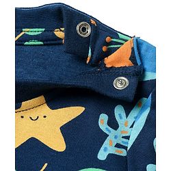 Babyhug Cotton Knit Half Sleeves Co-rds Night Suit With Fish Print - Navy Blue