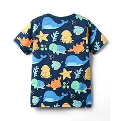 Babyhug Cotton Knit Half Sleeves Co-rds Night Suit With Fish Print - Navy Blue