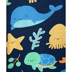 Babyhug Cotton Knit Half Sleeves Co-rds Night Suit With Fish Print - Navy Blue