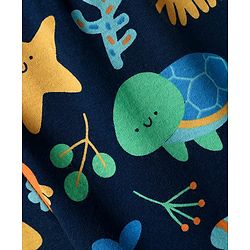 Babyhug Cotton Knit Half Sleeves Co-rds Night Suit With Fish Print - Navy Blue