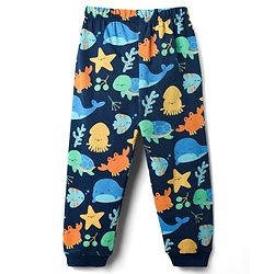 Babyhug Cotton Knit Half Sleeves Co-rds Night Suit With Fish Print - Navy Blue