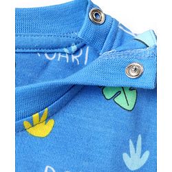 Babyhug Cotton Knit Half Sleeves Co-ords Night Suit with Dino Print - Blue