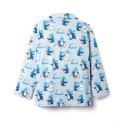 Babyhug Cotton Knit Full Sleeves Co-ord Night Suit with Penguin Print - Light Blue