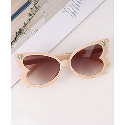 Babyhug Heart Shaped Sunglasses with Floral Applique - Beige