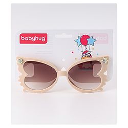 Babyhug Heart Shaped Sunglasses with Floral Applique - Beige