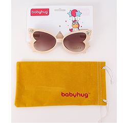 Babyhug Heart Shaped Sunglasses with Floral Applique - Beige