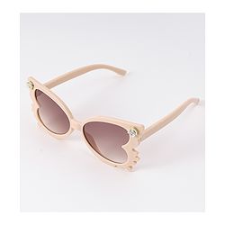 Babyhug Heart Shaped Sunglasses with Floral Applique - Beige