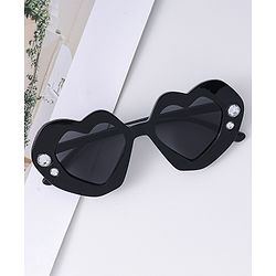 Babyhug Heart Shaped Sunglasses with Diamond Embellishment - Black