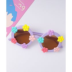 Babyhug Round Sunglasses with Floral Applique Free Size - Purple
