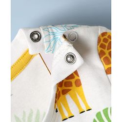 Babyhug Cotton Knit Half Sleeves Co-ords Shorts Night Suit With Giraffe Print - White