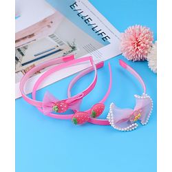 Babyhug Hairbands with Floral & Bow Applique Pack of 3 Free Size - Pink