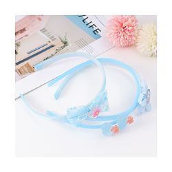 Babyhug Hairband with Bow Applique Free Size Pack Of 3 - Light Blue
