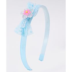 Babyhug Hairband with Bow Applique Free Size Pack Of 3 - Light Blue