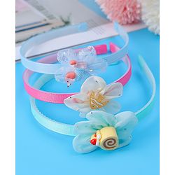 Babyhug Hairbands with Floral & Sea Life Applique Pack of 3 Free Size - Multicolor