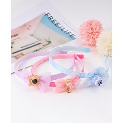 Babyhug Hairbands with Floral Bow & Animal Applique Pack of 3 Free Size - Multicolor
