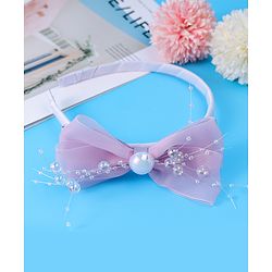 Babyhug Hairband with Bow Applique & Pearl Detailing Free Size - Pink
