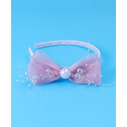 Babyhug Hairband with Bow Applique & Pearl Detailing Free Size - Pink