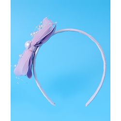 Babyhug Hairband with Bow Applique & Pearl Detailing Free Size - Pink
