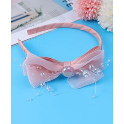 Babyhug Hairband with Bow Applique & Pearl Detailing Free Size - Pink