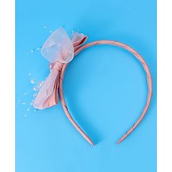 Babyhug Hairband with Bow Applique & Pearl Detailing Free Size - Pink