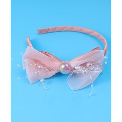 Babyhug Hairband with Bow Applique & Pearl Detailing Free Size - Pink