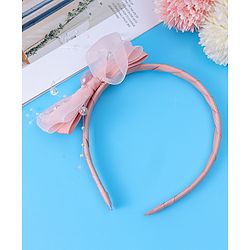 Babyhug Hairband with Bow Applique & Pearl Detailing Free Size - Pink